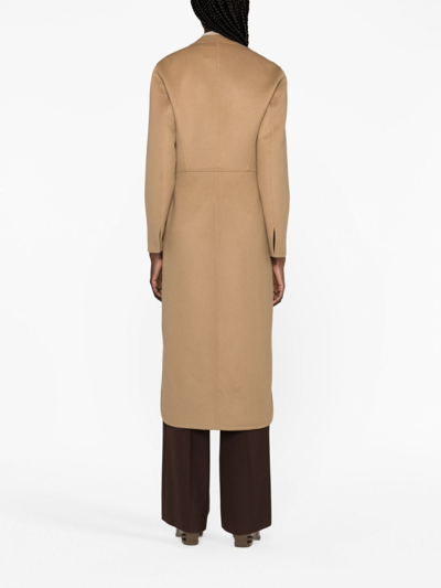 Shop Fabiana Filippi Double-breasted Virgin Wool-cashmere Blend Coat In Brown
