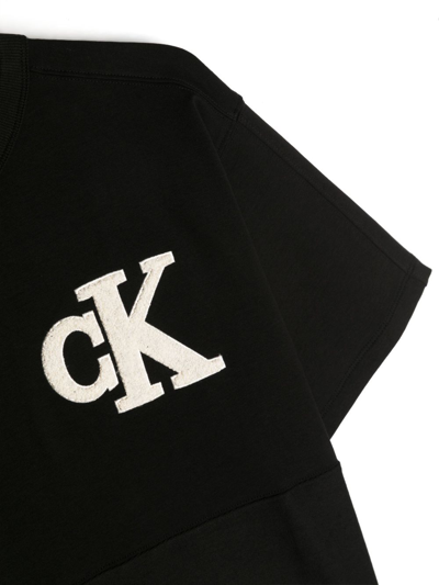 Shop Calvin Klein Logo-patch Cotton T-shirt In Black