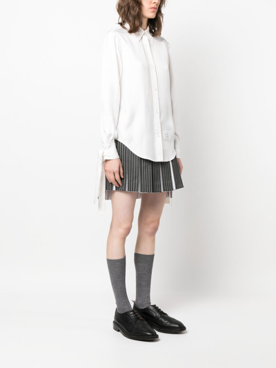 Thom Browne Scarf-cuff Detail Shirt In White