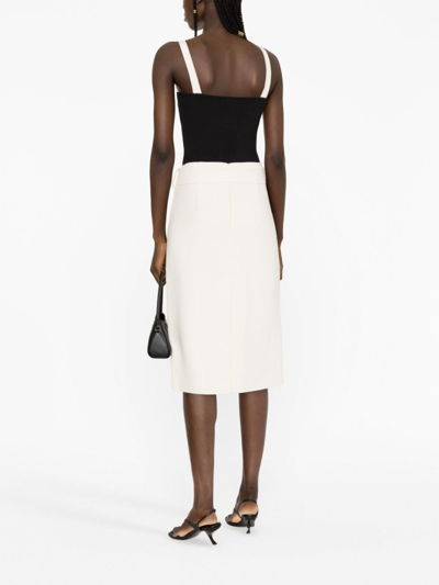 Shop P.a.r.o.s.h Belted Pencil Skirt In Neutrals
