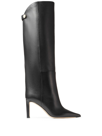 Shop Jimmy Choo Alizze 85mm Leather Boots In Black