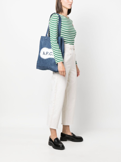 Apc Lou Washed Denim Tote Bag In Blue