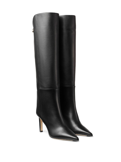 Jimmy Choo Alizze 85mm Leather Boots In Black