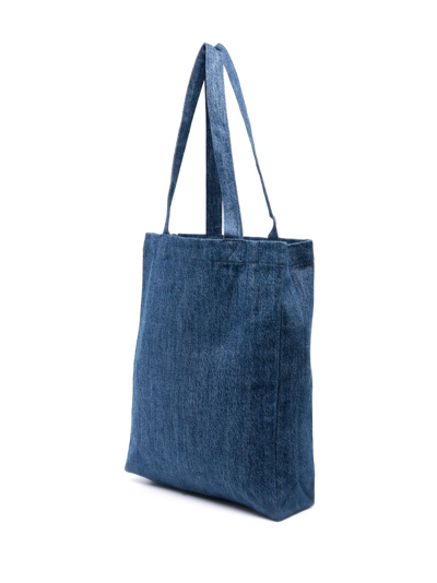 Apc Lou Washed Denim Tote Bag In Blue