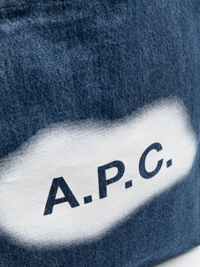 Apc Lou Washed Denim Tote Bag In Blue