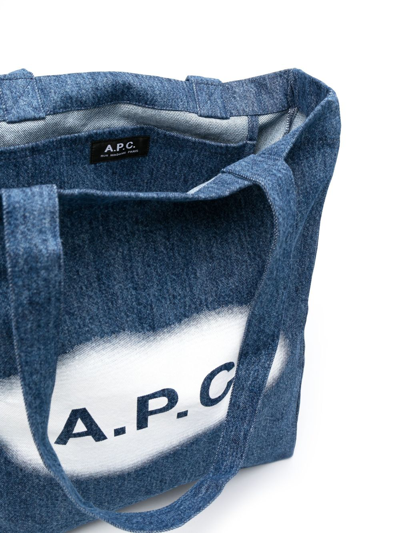 Apc Lou Washed Denim Tote Bag In Blue