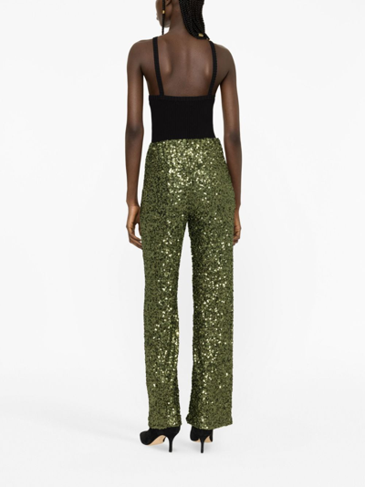 P.a.r.o.s.h Straight-leg Sequin Trousers In Green