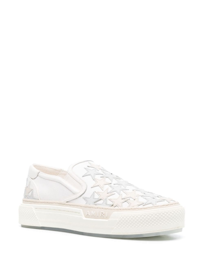 Shop Amiri Stars Court Slip-on Sneakers In White
