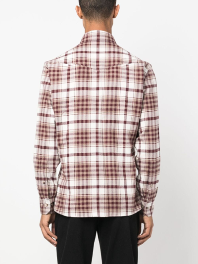Shop Brunello Cucinelli Checked Long-sleeve Shirt In White