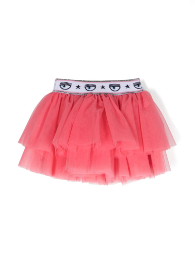 Shop Chiara Ferragni Eyelike-waistband Tiered Tutu In Pink