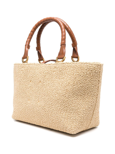 Shop Chloé Marcie Linen Tote Bag In Neutrals