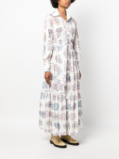 Shop Eleventy Paisley-print Tiered Cotton Dress In White