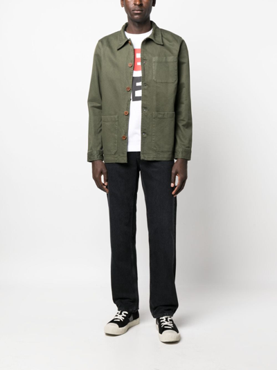 Shop Nudie Jeans Barney Cotton Shirt Jacket In Green