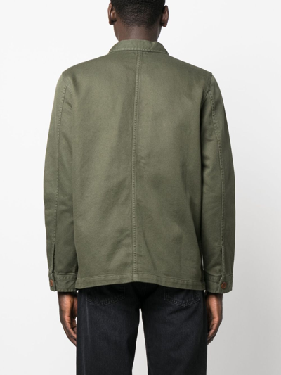 Shop Nudie Jeans Barney Cotton Shirt Jacket In Green