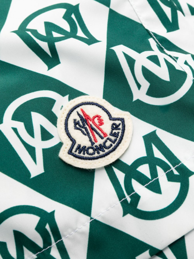 Moncler Monogram-print Swim Shorts In Green