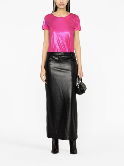 Madison.maison Short-sleve Lamé T-shirt In Pink