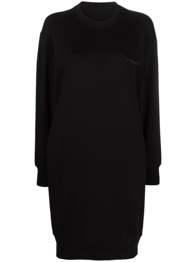 Shop Moncler Logo-print Cotton Sweatshirt Dress In Black