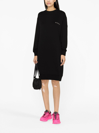 Shop Moncler Logo-print Cotton Sweatshirt Dress In Black