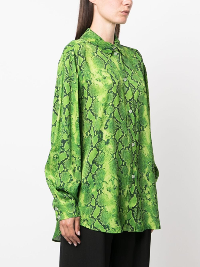 Shop Stine Goya Sophia Snakeskin-print Shirt In Green