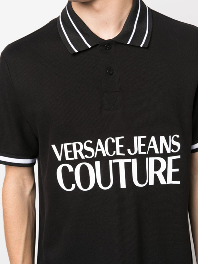 Shop Versace Jeans Couture Logo-print Polo Shirt In Black