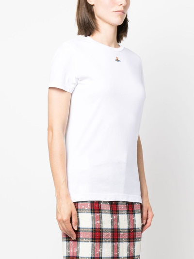 Shop Vivienne Westwood Orb Logo-embroidery Cotton T-shirt In White