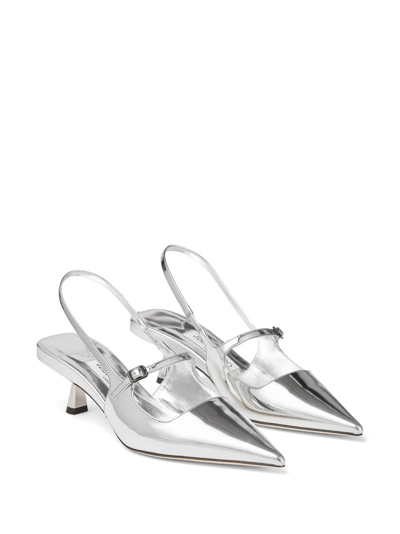 Shop Jimmy Choo Didi 45mm Patent Leather Pumps In Silver