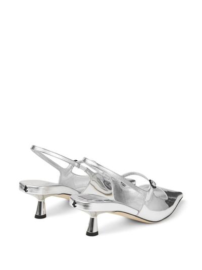 Jimmy Choo 'didi 45' Gold Colored Pumps With Patent Finish In Silver