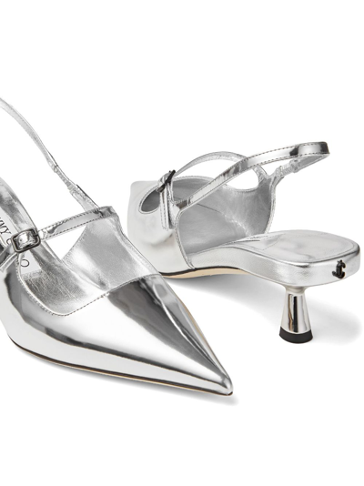 Shop Jimmy Choo Didi 45mm Patent Leather Pumps In Silver