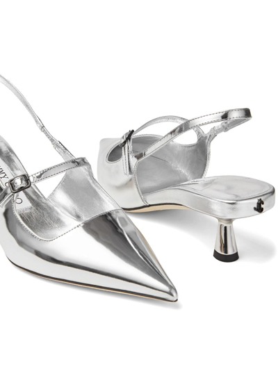 Jimmy Choo 'didi 45' Gold Colored Pumps With Patent Finish In Silver