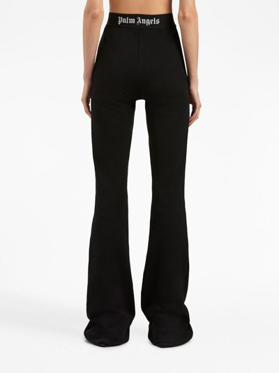 Shop Palm Angels Logo-tape Cotton Flared Leggings In Black