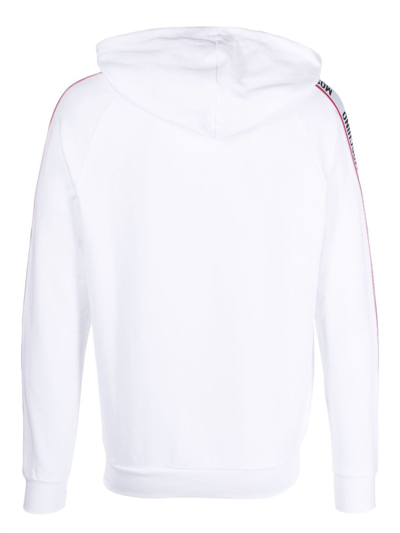 Shop Moschino Long-sleeve Zip-up Hoodie In White
