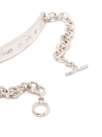 Shop The Ouze Engraved-logo Bracelet In Silver