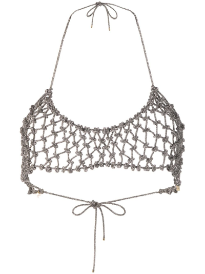 Shop Rosantica Nodi Crystal-embellished Bra In Silver