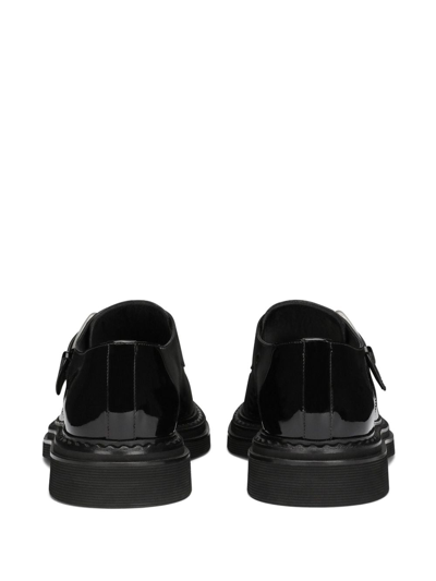 Shop Dolce & Gabbana Leather Buckle Monk Shoes In Black