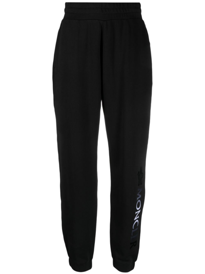 Shop Moncler Logo-print Cotton Track Pants In Black