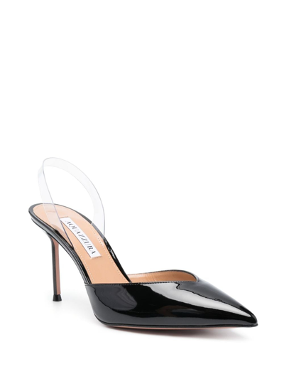 Shop Aquazzura V Plexi 90mm Slingback Pumps In Black