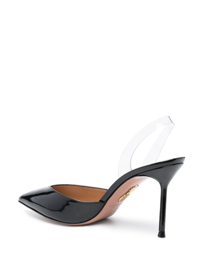 Shop Aquazzura V Plexi 90mm Slingback Pumps In Black