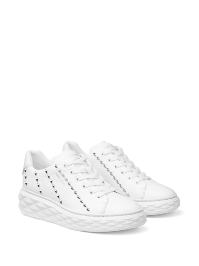 Shop Jimmy Choo Diamond Light Stud-embellished Sneakers In White