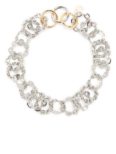Shop Sacai Polished-finish Chain-link Necklace In Silver