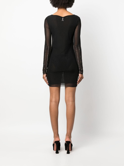 Shop Patrizia Pepe Crystal-embellished Minidress In Black