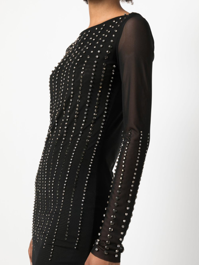 Shop Patrizia Pepe Crystal-embellished Minidress In Black