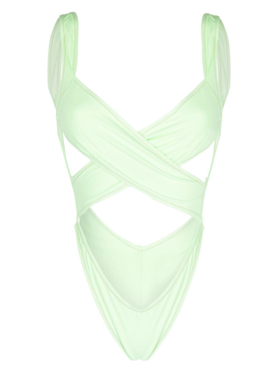 Reina Olga Crisscross Design Wrap Bikini In Green