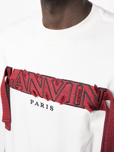Shop Lanvin Curb Lace Logo-embroidered T-shirt In Grey