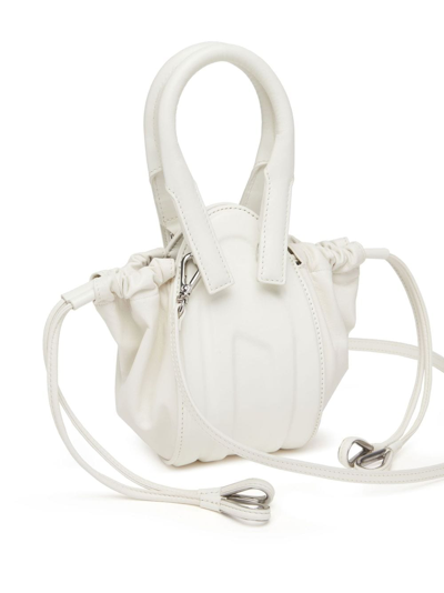 Shop Diesel 1dr Fold Xxs Leather Hand Bag In White