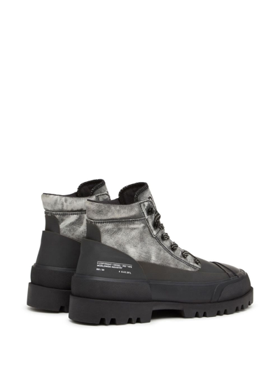 Shop Diesel D-hiko X Lace-up Boots In Grey