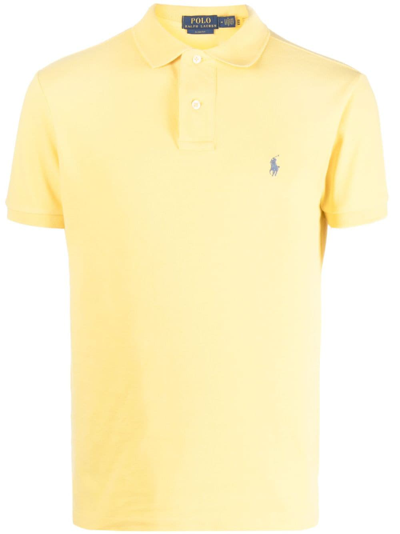 Shop Polo Ralph Lauren Polo Pony-embroidered Cotton Polo Shirt In Yellow