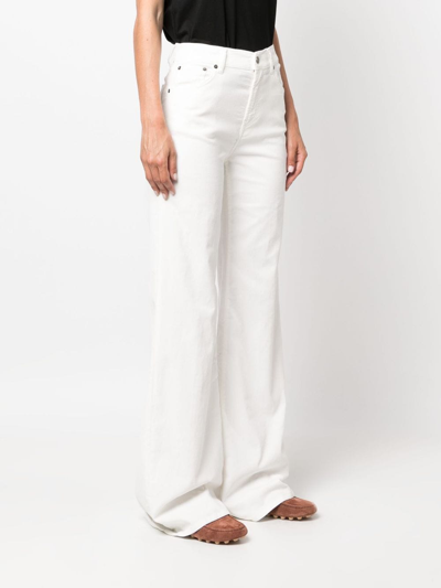 Shop Dondup Amber Puddle-hem Flared Trousers In White