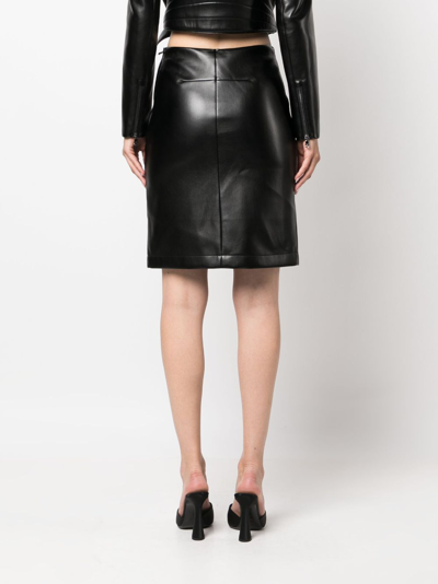 Shop Patrizia Pepe Patent-finish Pencil Midi Skirt In Black