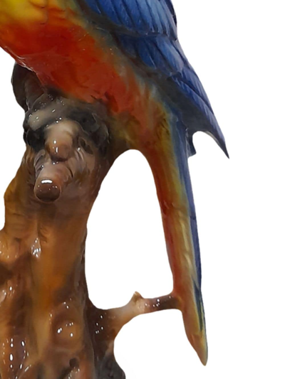 Les-ottomans Large Parrot Porcelain Sculpture In Multicolour
