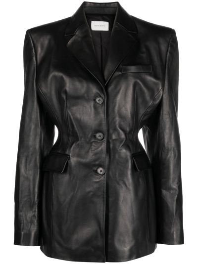 Shop Magda Butrym Single-breasted Leather Jacket In Black